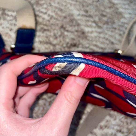 Michael Kors Red and Navy Blue Vinyl Crossbody - Picture 8 of 11